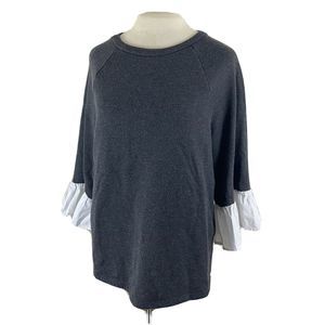 Pleione Ruffle Top Gray Size Small Career Blouse